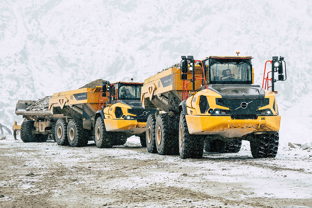 Die neuen A45 Volvo-Dumper im Extremgelände von Kühtai